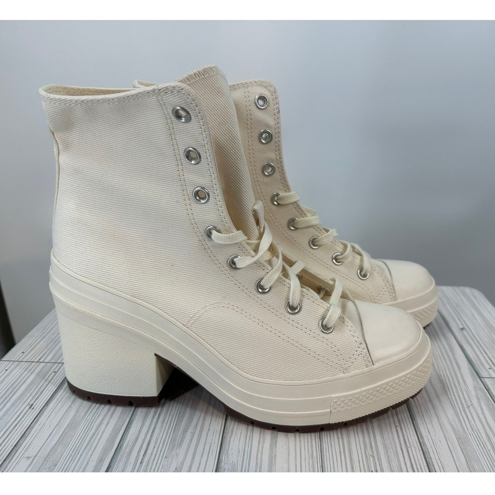 Converse Chuck Taylor 70 De Luxe Heel Boots Egret‎ Cream Canvas Women's Sz 12